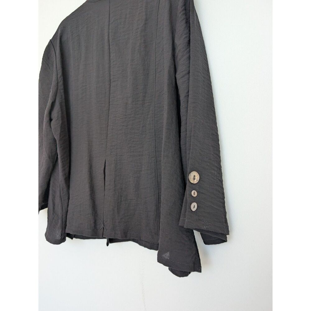 EUC Habitat Black Pleated Swing Shirt Button Up Lagenlook Sz XL Minimalist - Picture 10 of 16